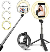 4-in-1 kabelloser Selfie-Stick & Stativ mit Ringlicht