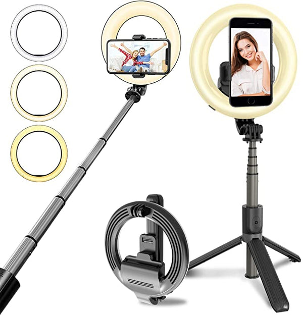 4-in-1 kabelloser Selfie-Stick & Stativ mit Ringlicht